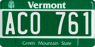 VT license plate ACO761