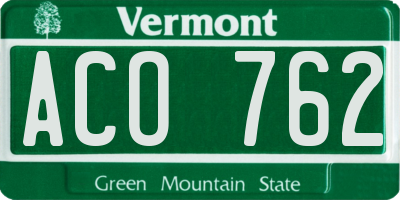 VT license plate ACO762