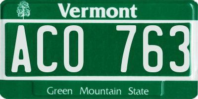 VT license plate ACO763