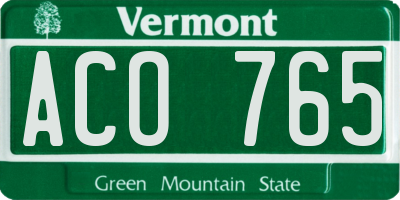 VT license plate ACO765
