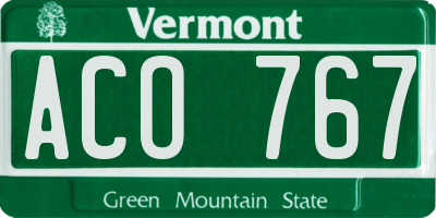 VT license plate ACO767