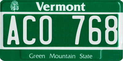 VT license plate ACO768