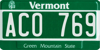 VT license plate ACO769
