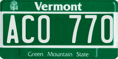 VT license plate ACO770