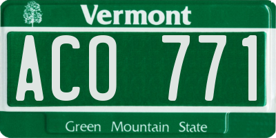 VT license plate ACO771