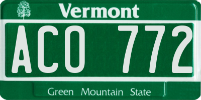 VT license plate ACO772