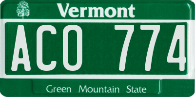 VT license plate ACO774