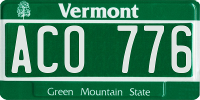 VT license plate ACO776