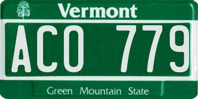 VT license plate ACO779