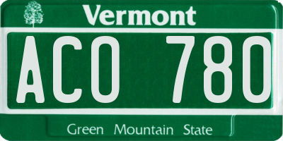 VT license plate ACO780