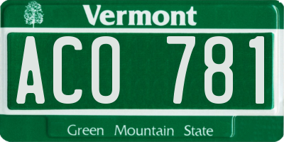VT license plate ACO781