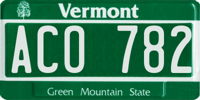 VT license plate ACO782