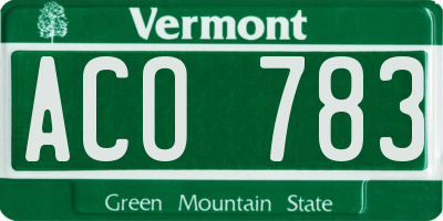VT license plate ACO783
