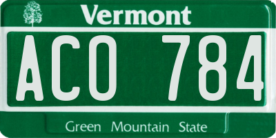 VT license plate ACO784