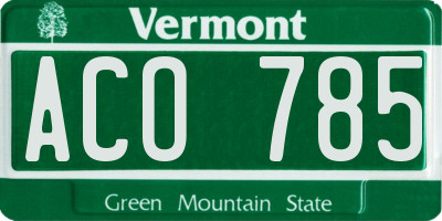 VT license plate ACO785