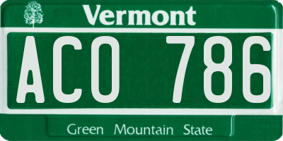 VT license plate ACO786