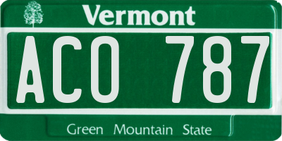 VT license plate ACO787