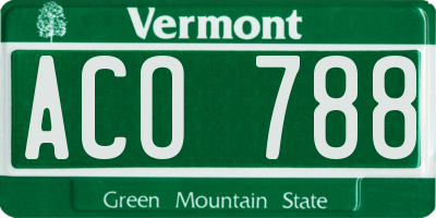 VT license plate ACO788