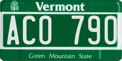 VT license plate ACO790