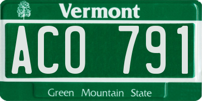 VT license plate ACO791