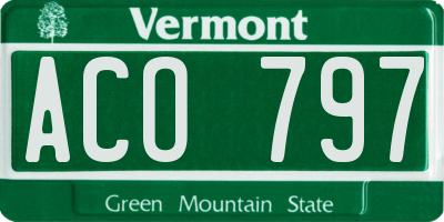VT license plate ACO797