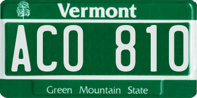 VT license plate ACO810