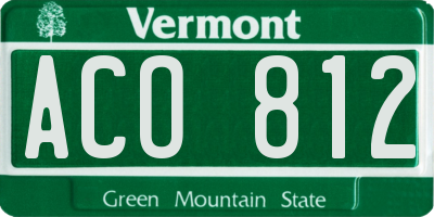 VT license plate ACO812