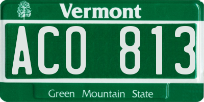 VT license plate ACO813