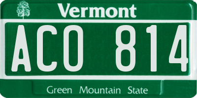 VT license plate ACO814