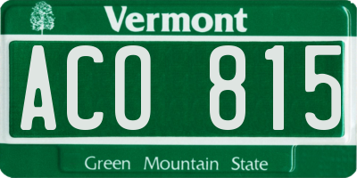 VT license plate ACO815