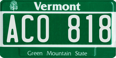 VT license plate ACO818