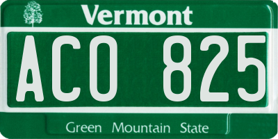 VT license plate ACO825