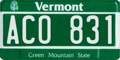 VT license plate ACO831