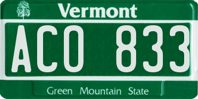 VT license plate ACO833