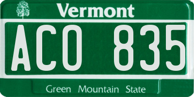 VT license plate ACO835