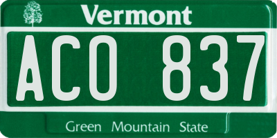 VT license plate ACO837
