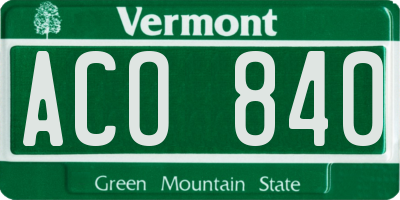 VT license plate ACO840