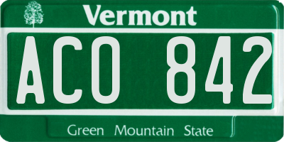 VT license plate ACO842