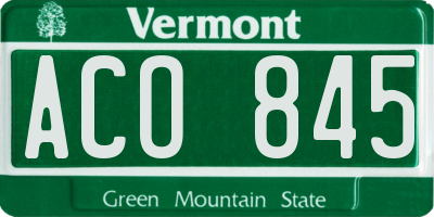 VT license plate ACO845