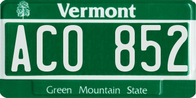 VT license plate ACO852