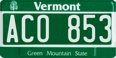 VT license plate ACO853