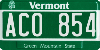 VT license plate ACO854