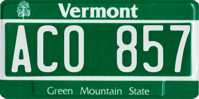 VT license plate ACO857