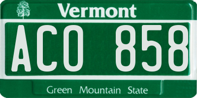 VT license plate ACO858