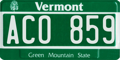 VT license plate ACO859