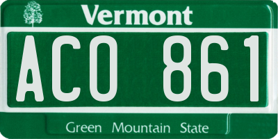 VT license plate ACO861