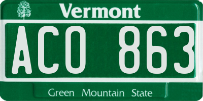 VT license plate ACO863