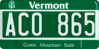 VT license plate ACO865