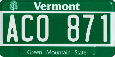VT license plate ACO871