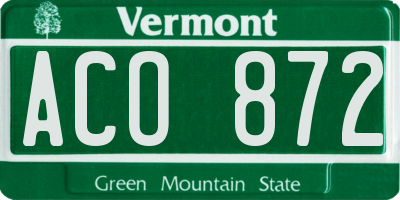 VT license plate ACO872